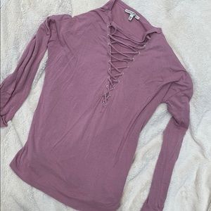 Express long sleeve purple t shirt